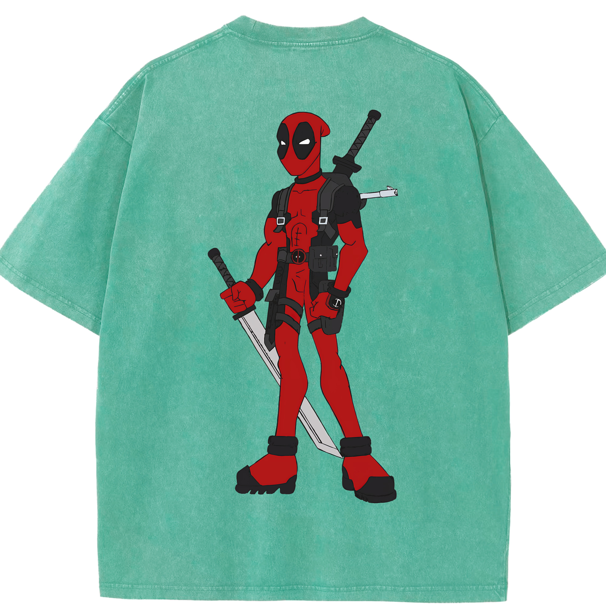 （画像用） Deadpool デッドプール 綿100% ヴィンテージ風 半袖Tシャツ（背面プリント）